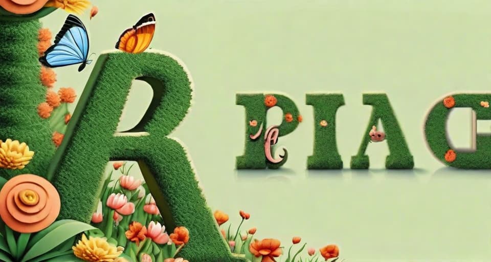  pixar style , a topiary in the style of a capital, uppercase letter A, with flowers and butterflies, (((garden setting)))