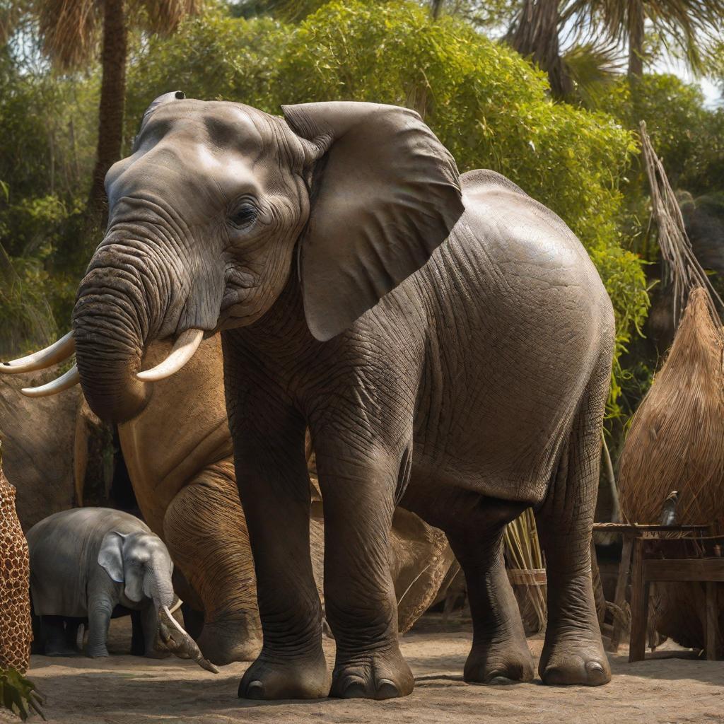  A mix of an elephant a giraffe and a manatee hyperrealistic, full body, detailed clothing, highly detailed, cinematic lighting, stunningly beautiful, intricate, sharp focus, f/1. 8, 85mm, (centered image composition), (professionally color graded), ((bright soft diffused light)), volumetric fog, trending on instagram, trending on tumblr, HDR 4K, 8K