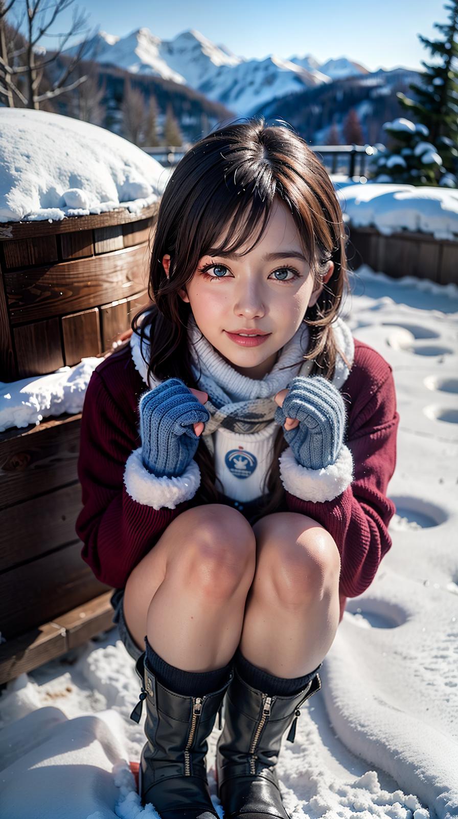  ultra high res, (photorealistic:1.4), raw photo, (realistic face), realistic eyes, (realistic skin), <lora:XXMix9_v20LoRa:0.8>, ((((masterpiece)))), best quality, very_high_resolution, ultra-detailed, in-frame, winter, blonde, snowflakes, icy blue eyes, pale skin, rosy cheeks, cozy sweater, snow-covered hair, hot chocolate, winter boots, snowball fight, frosty breath, snow angel, winter wonderland, ski slope, mittens, wool scarf, frozen pond, sled, fireplace