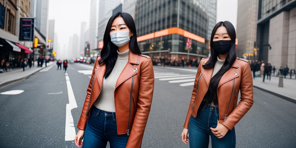  Korean girl wearing gloves, leather jacket, and mask hyperrealistic, full body, detailed clothing, highly detailed, cinematic lighting, stunningly beautiful, intricate, sharp focus, f/1. 8, 85mm, (centered image composition), (professionally color graded), ((bright soft diffused light)), volumetric fog, trending on instagram, trending on tumblr, HDR 4K, 8K