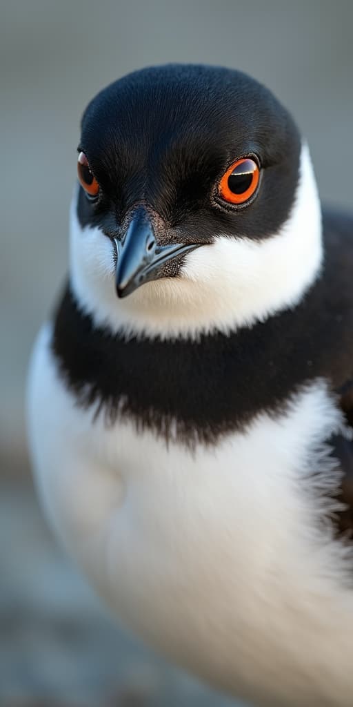  good quality, high quality, dramatic close up of a pied plover showcasing its striking black and white plumage and captivating features