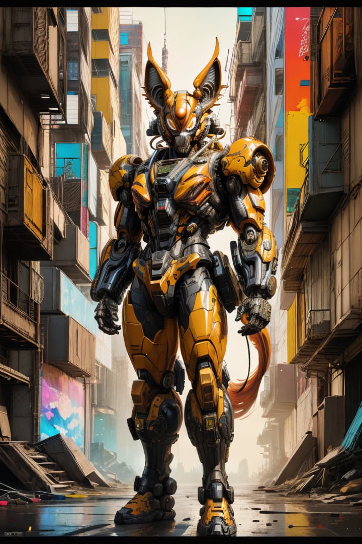  , Digital artwork, exploded version of Dogman, in the style of nychos, sent from a distant future longer after humanity birthed ASI, 8k, hdr, masterpiece, highly detailed, style blend of Yoji Shinkawa and Greg Rutkowski, colorful and vibrant<lora:a-mecha-musume-sss:0.5554034717498819><lora:split:0.8250589557587413><lora:constructionyardai:0.697494433257049><lora:niji-default-style:0.30126173924528477> hyperrealistic, full body, detailed clothing, highly detailed, cinematic lighting, stunningly beautiful, intricate, sharp focus, f/1. 8, 85mm, (centered image composition), (professionally color graded), ((bright soft diffused light)), volumetric fog, trending on instagram, trending on tumblr, HDR 4K, 8K