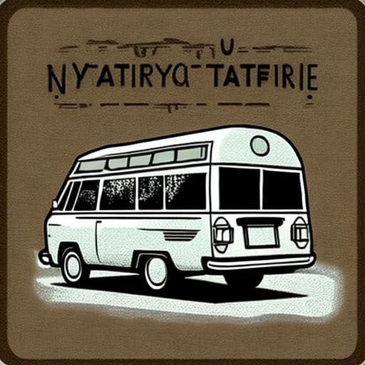 IN THE STYLE OF <MAGIFACTORY> Sketch a retro camper van navigating through iconic U.S. locations, reflecting the adventurous road trip vibe for a t-shirt on a black background.