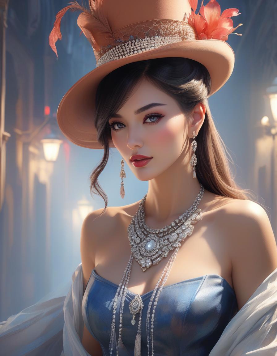  professional 3d model painting of a woman wearing a hat with a necklace, exquisite digital illustration, elegante pintura digital, linda pintura de persona gem, beautiful digital illustration, estilo de pintura digital, linda pintura digital, linda arte digital, no estilo aquarela, pintura linda, no art style by bowater, a beautiful art illustration, no estilo de aquarela digital, with ink blots and paint running down the screen . octane render, highly detailed, volumetric, dramatic lighting hyperrealistic, full body, detailed clothing, highly detailed, cinematic lighting, stunningly beautiful, intricate, sharp focus, f/1. 8, 85mm, (centered image composition), (professionally color graded), ((bright soft diffused light)), volumetric fog, trending on instagram, trending on tumblr, HDR 4K, 8K