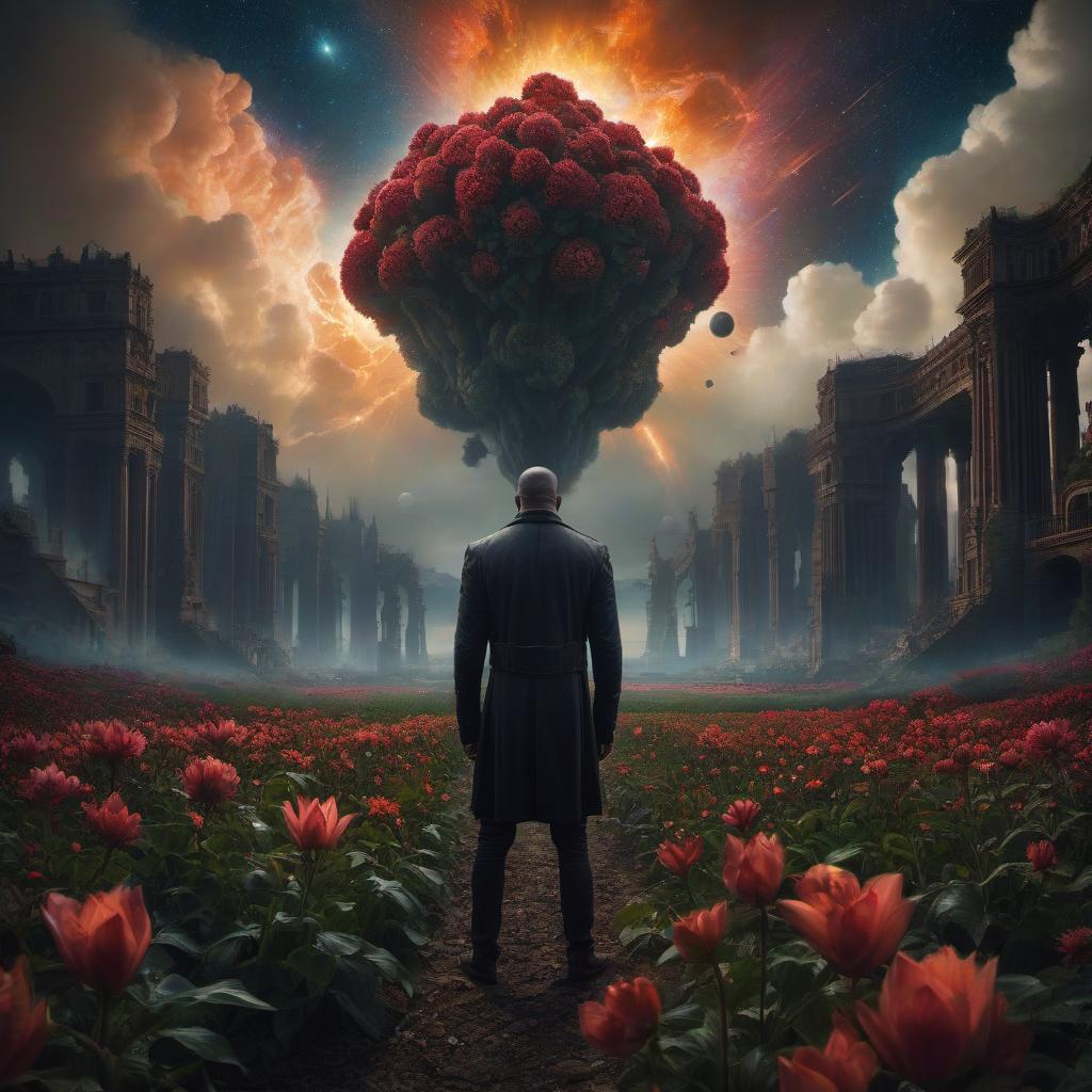  (stylized by Tomasz Alen Kopera:1.3) , dark art, dense flower field and Perseid meteor in background, landscape of a (Barcelona:1.2) , very Bizarre and 1600'S, Hurricane, Glitchcore, Amaro, layered textures, ornate, intricate artistic color, complimentary colors, very inspirational, atmosphere, fine artistic composition, sunny, theatrical hyperrealistic, full body, detailed clothing, highly detailed, cinematic lighting, stunningly beautiful, intricate, sharp focus, f/1. 8, 85mm, (centered image composition), (professionally color graded), ((bright soft diffused light)), volumetric fog, trending on instagram, trending on tumblr, HDR 4K, 8K