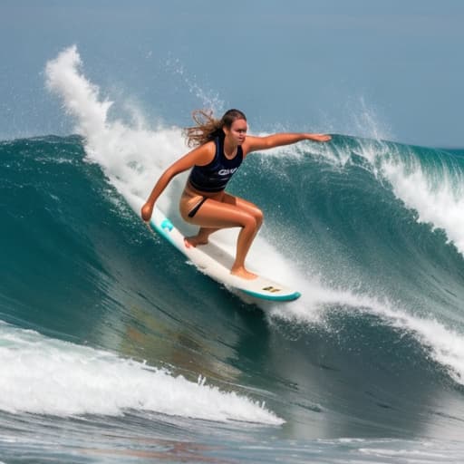  Help me change the picture of a beautiful girl surfing, don’t make her face clear