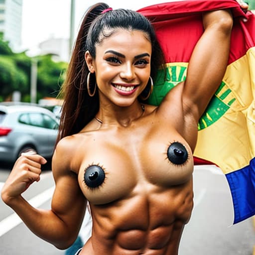  Ripped female Brazilian Instagram model,