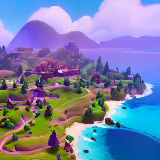 modern disney style Fortnite chapter 3 map looked from away