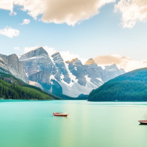  Mountains, lakes, boats, sun