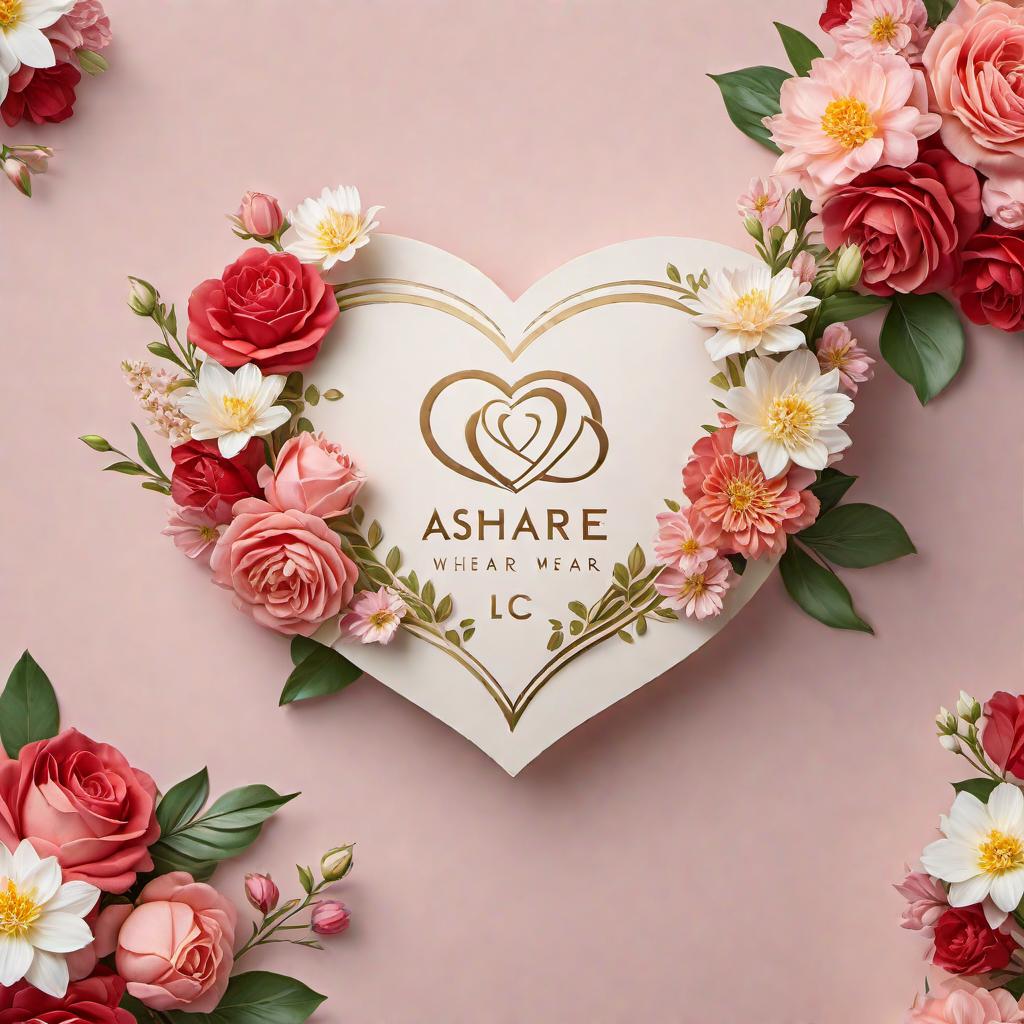  A logo for 'Ashare Wear LLC' incorporating symbols of Mother's Day, such as hearts and flowers, in a color palette that conveys warmth and affection. The design should be suitable for use on a variety of products to express support for Mother's Day. hyperrealistic, full body, detailed clothing, highly detailed, cinematic lighting, stunningly beautiful, intricate, sharp focus, f/1. 8, 85mm, (centered image composition), (professionally color graded), ((bright soft diffused light)), volumetric fog, trending on instagram, trending on tumblr, HDR 4K, 8K