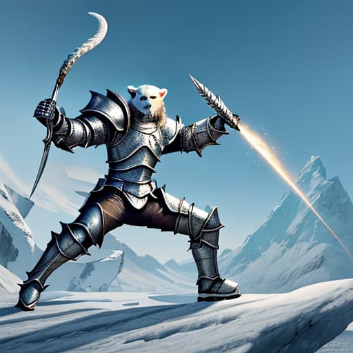  Polar bears in armor, dragon head spears in hand,