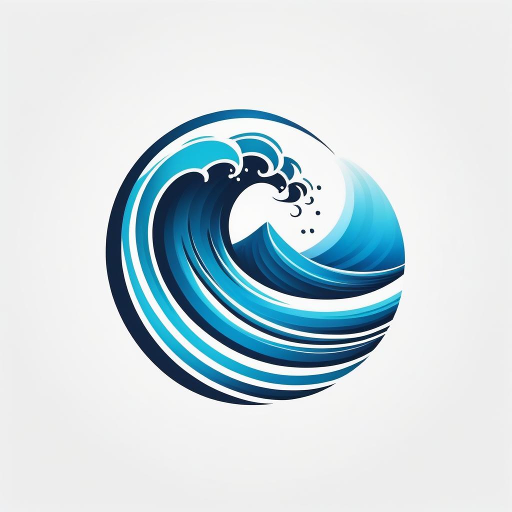  Logo with a wave, white background, logo style, flat