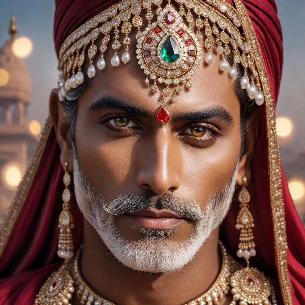  A detailed portrait of an Indian person with striking diamond eyes, traditional attire, and cultural elements reflecting Indian heritage. Focus on the eyes, making them appear as if they are made of sparkling diamonds. hyperrealistic, full body, detailed clothing, highly detailed, cinematic lighting, stunningly beautiful, intricate, sharp focus, f/1. 8, 85mm, (centered image composition), (professionally color graded), ((bright soft diffused light)), volumetric fog, trending on instagram, trending on tumblr, HDR 4K, 8K