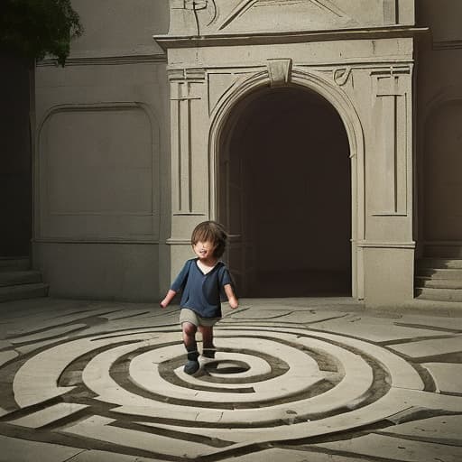  a child moved throug an labyrinth