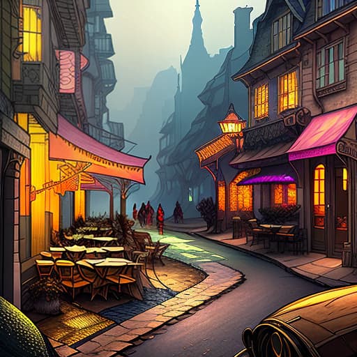 nvinkpunk 8k resolution, beautiful, cozy, inviting (art-nouveau), ((Fairycore, Witchcore)), (((Parisienne Cafe Hobbit-House))) !!! digital illustration, romanticism, warm colors, detailed painting, polished, (psychadelic), matte painting, trending on Artstation hyperrealistic, full body, detailed clothing, highly detailed, cinematic lighting, stunningly beautiful, intricate, sharp focus, f/1. 8, 85mm, (centered image composition), (professionally color graded), ((bright soft diffused light)), volumetric fog, trending on instagram, trending on tumblr, HDR 4K, 8K