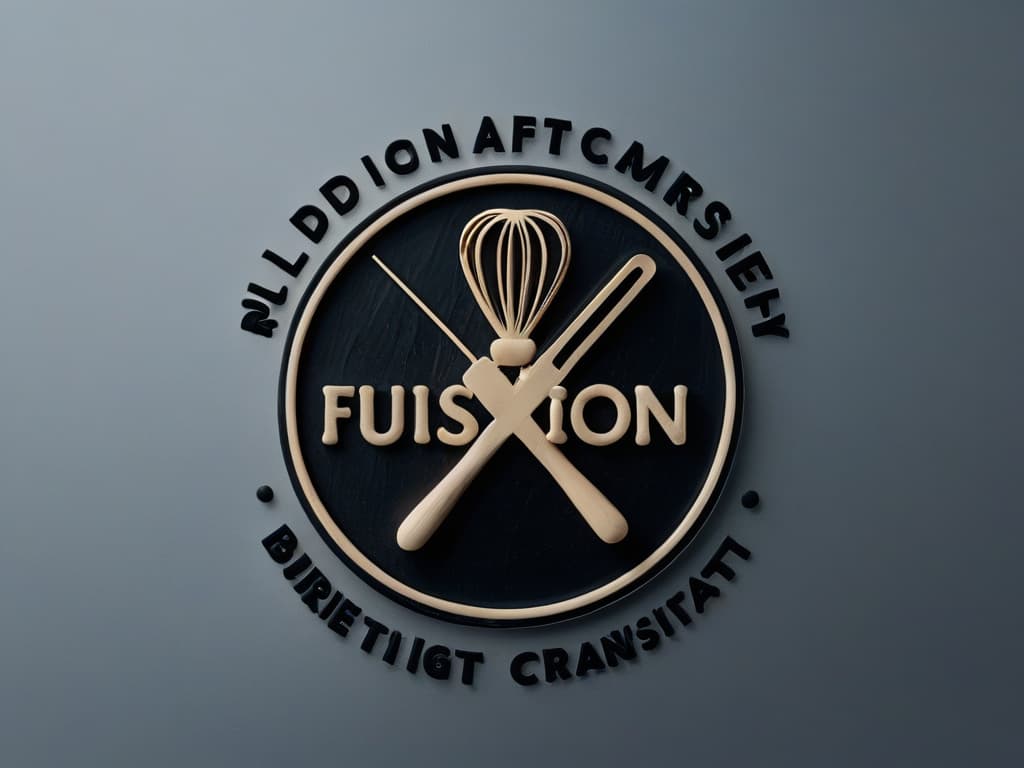  An intricately designed minimalist logo of a rolling pin and whisk crossed over each other, symbolizing the fusion of baking and craftsmanship in a sleek and elegant manner. hyperrealistic, full body, detailed clothing, highly detailed, cinematic lighting, stunningly beautiful, intricate, sharp focus, f/1. 8, 85mm, (centered image composition), (professionally color graded), ((bright soft diffused light)), volumetric fog, trending on instagram, trending on tumblr, HDR 4K, 8K