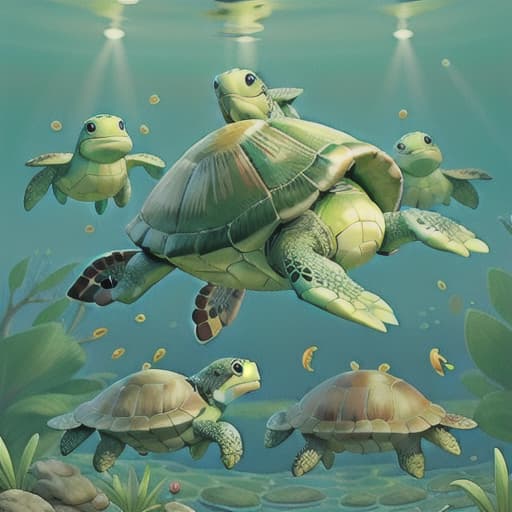  Turtles in the water