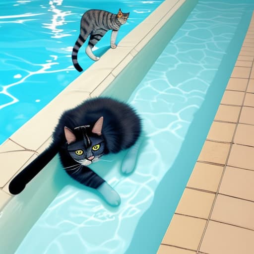  A cat in a pool