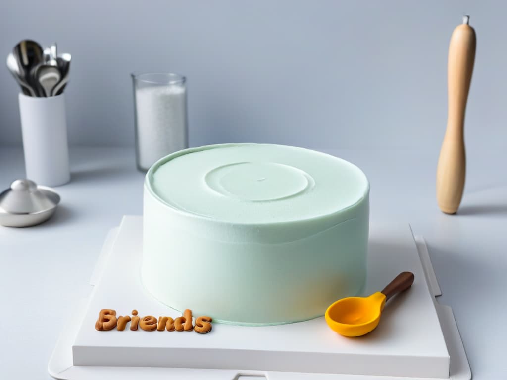  An ultradetailed, minimalist illustration showcasing a sleek, modern kitchen countertop with precisely arranged baking utensils inspired by the TV show Friends. The image features iconic items like a chef's hat, a rolling pin, measuring cups, a whisk, and a cookie cutter, all meticulously placed on the countertop, creating a visually striking and professional aesthetic. The utensils are rendered in a monochromatic color scheme, emphasizing their clean lines and timeless appeal, perfectly capturing the essence of the article's theme on Friendsinspired baking tools. hyperrealistic, full body, detailed clothing, highly detailed, cinematic lighting, stunningly beautiful, intricate, sharp focus, f/1. 8, 85mm, (centered image composition), (professionally color graded), ((bright soft diffused light)), volumetric fog, trending on instagram, trending on tumblr, HDR 4K, 8K