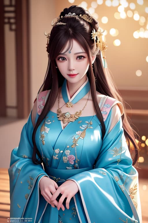  best quality, masterpiece, highres, 1girl,blush,(seductive smile:0.8),star shaped pupils,china hanfu,hair ornament,necklace, jewelry,Beautiful face,upon body, tyndall effect,photorealistic, dark studio, rim lighting, two tone lighting,(high detailed skin:1.2), 8k uhd, dslr, soft lighting, high quality, volumetric lighting, candid, Photograph, high resolution, 4k, 8k, Bokeh hyperrealistic, full body, detailed clothing, highly detailed, cinematic lighting, stunningly beautiful, intricate, sharp focus, f/1. 8, 85mm, (centered image composition), (professionally color graded), ((bright soft diffused light)), volumetric fog, trending on instagram, trending on tumblr, HDR 4K, 8K