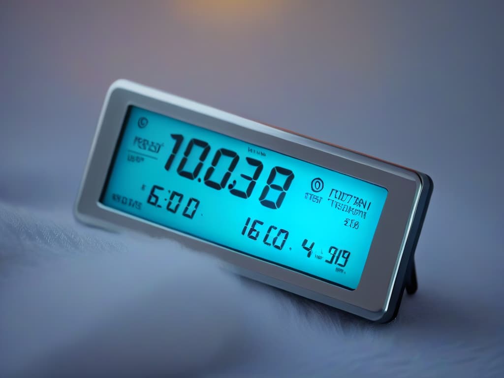  A closeup, ultradetailed image of a sleek, modern digital thermometer with a shiny stainless steel finish, displaying a precise temperature reading of 100 degrees Fahrenheit. The digital display is illuminated, showcasing the accuracy and reliability of the device, while the background fades into a soft blur, emphasizing the minimalist design and professional quality of the tool. hyperrealistic, full body, detailed clothing, highly detailed, cinematic lighting, stunningly beautiful, intricate, sharp focus, f/1. 8, 85mm, (centered image composition), (professionally color graded), ((bright soft diffused light)), volumetric fog, trending on instagram, trending on tumblr, HDR 4K, 8K