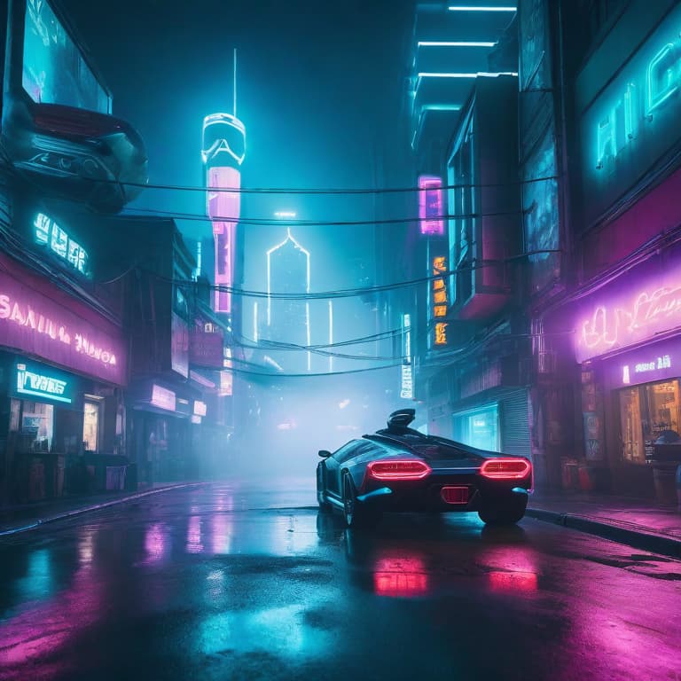  Cyberpunk street with neon lights and flying cars hyperrealistic, full body, detailed clothing, highly detailed, cinematic lighting, stunningly beautiful, intricate, sharp focus, f/1. 8, 85mm, (centered image composition), (professionally color graded), ((bright soft diffused light)), volumetric fog, trending on instagram, trending on tumblr, HDR 4K, 8K