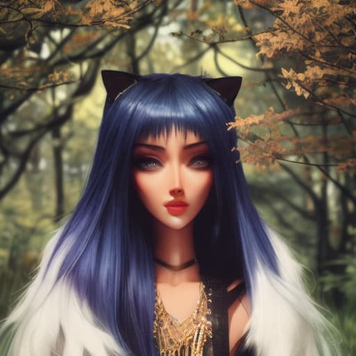  A girl with greenblue hair and orange eyes, with a black cat with eyes the same color as her hair hyperrealistic, full body, detailed clothing, highly detailed, cinematic lighting, stunningly beautiful, intricate, sharp focus, f/1. 8, 85mm, (centered image composition), (professionally color graded), ((bright soft diffused light)), volumetric fog, trending on instagram, trending on tumblr, HDR 4K, 8K