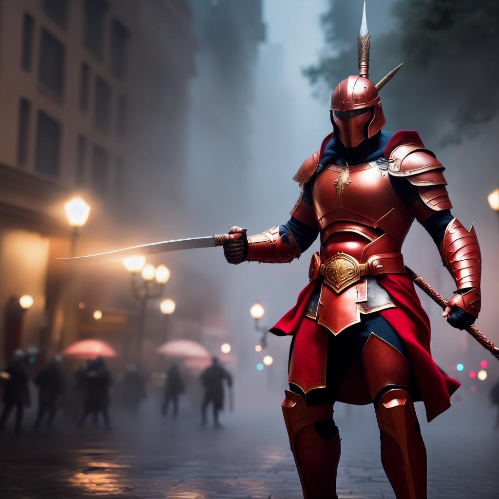  Disney, A warrior is fighting against his enemies hyperrealistic, full body, detailed clothing, highly detailed, cinematic lighting, stunningly beautiful, intricate, sharp focus, f/1. 8, 85mm, (centered image composition), (professionally color graded), ((bright soft diffused light)), volumetric fog, trending on instagram, trending on tumblr, HDR 4K, 8K