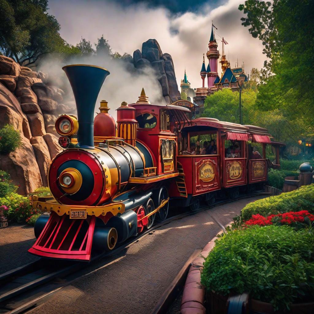  Disneyland's Mine train hyperrealistic, full body, detailed clothing, highly detailed, cinematic lighting, stunningly beautiful, intricate, sharp focus, f/1. 8, 85mm, (centered image composition), (professionally color graded), ((bright soft diffused light)), volumetric fog, trending on instagram, trending on tumblr, HDR 4K, 8K