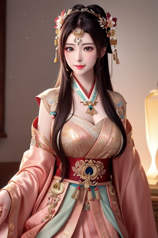  best quality, masterpiece, highres, 1girl,blush,(seductive smile:0.8),star shaped pupils,china hanfu,hair ornament,necklace, jewelry,Beautiful face,upon body, tyndall effect,photorealistic, dark studio, rim lighting, two tone lighting,(high detailed skin:1.2), 8k uhd, dslr, soft lighting, high quality, volumetric lighting, candid, Photograph, high resolution, 4k, 8k, Bokeh hyperrealistic, full body, detailed clothing, highly detailed, cinematic lighting, stunningly beautiful, intricate, sharp focus, f/1. 8, 85mm, (centered image composition), (professionally color graded), ((bright soft diffused light)), volumetric fog, trending on instagram, trending on tumblr, HDR 4K, 8K