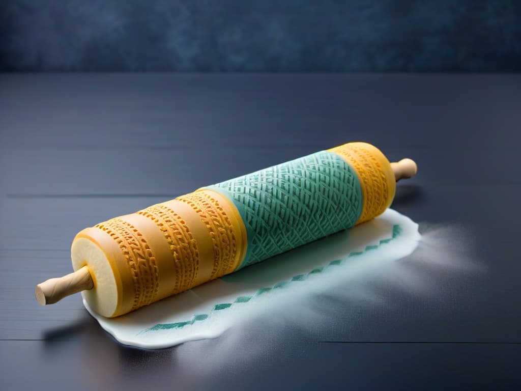  An 8k ultradetailed image of a variety of intricately designed patterned rolling pins laid out on a sleek, minimalist background. Each rolling pin showcases a unique and detailed pattern, highlighting the versatility and creativity that can be achieved in pastry decoration using patterned rolling pins. hyperrealistic, full body, detailed clothing, highly detailed, cinematic lighting, stunningly beautiful, intricate, sharp focus, f/1. 8, 85mm, (centered image composition), (professionally color graded), ((bright soft diffused light)), volumetric fog, trending on instagram, trending on tumblr, HDR 4K, 8K