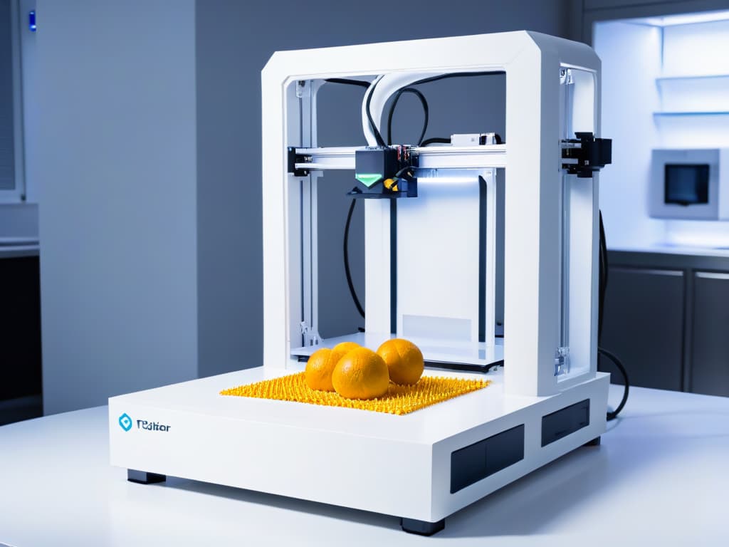  A closeup, ultradetailed image of a sleek, futuristic 3D printer specifically designed for creating intricate and delectable dessert creations. The printer is shown in a clean, white minimalist setting, with its advanced features and precision engineering highlighted in the ultrahigh resolution image. hyperrealistic, full body, detailed clothing, highly detailed, cinematic lighting, stunningly beautiful, intricate, sharp focus, f/1. 8, 85mm, (centered image composition), (professionally color graded), ((bright soft diffused light)), volumetric fog, trending on instagram, trending on tumblr, HDR 4K, 8K