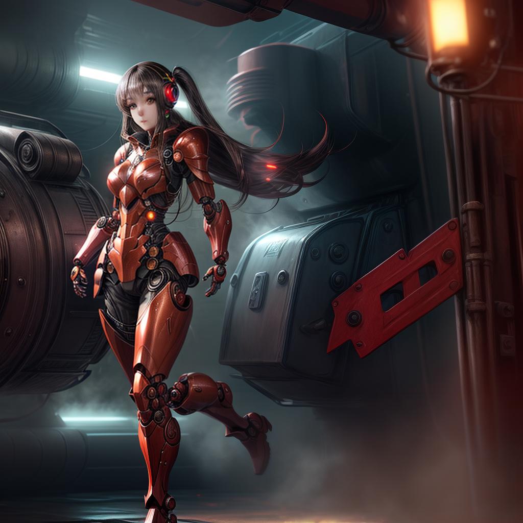  ((dynamic pose of anime girl with long hair, Red  robotic body, Red body armor, futuristic woman soldier)), mixing textures and colors, synthwave, futuristic vibes, vaporwave colour,8D, 8K, realistic, fantasy, impression, sense of movement and energy, fashionable, cool, outdoor photography, sharp aperture hyperrealistic, full body, detailed clothing, highly detailed, cinematic lighting, stunningly beautiful, intricate, sharp focus, f/1. 8, 85mm, (centered image composition), (professionally color graded), ((bright soft diffused light)), volumetric fog, trending on instagram, trending on tumblr, HDR 4K, 8K