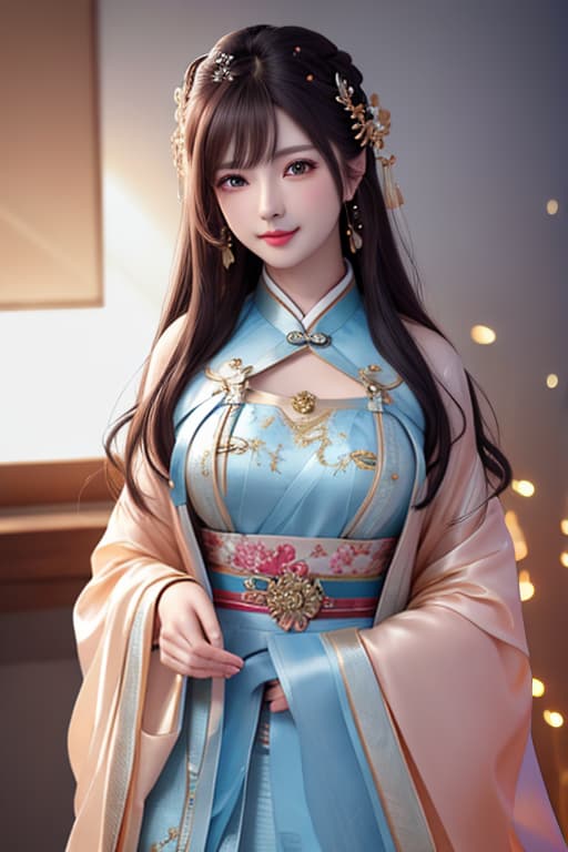  best quality, masterpiece, highres, 1girl,blush,(seductive smile:0.8),star shaped pupils,china hanfu,hair ornament,necklace, jewelry,Beautiful face,upon body, tyndall effect,photorealistic, dark studio, rim lighting, two tone lighting,(high detailed skin:1.2), 8k uhd, dslr, soft lighting, high quality, volumetric lighting, candid, Photograph, high resolution, 4k, 8k, Bokeh hyperrealistic, full body, detailed clothing, highly detailed, cinematic lighting, stunningly beautiful, intricate, sharp focus, f/1. 8, 85mm, (centered image composition), (professionally color graded), ((bright soft diffused light)), volumetric fog, trending on instagram, trending on tumblr, HDR 4K, 8K