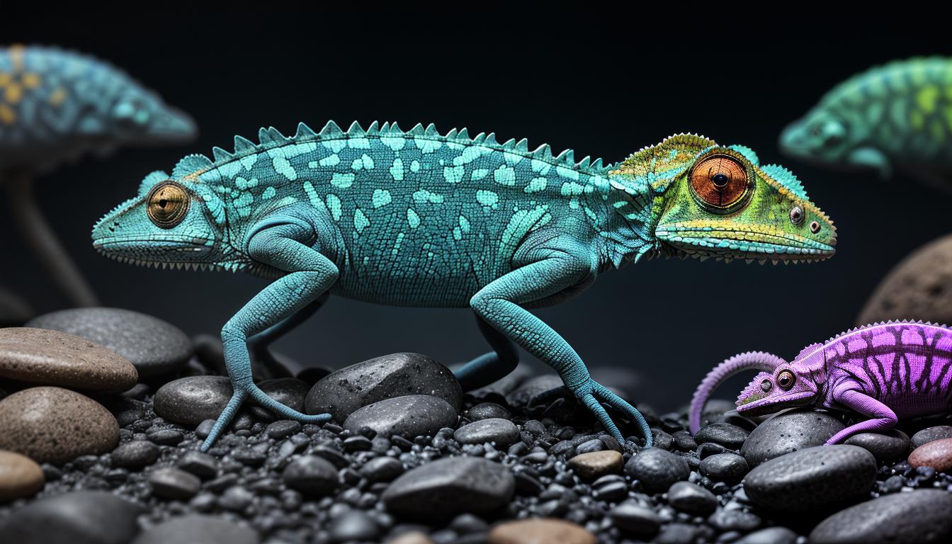  Neuro enlightenmentA chameleon blending into a vibrant environment, adaptability, versatility, changing situations, flexibility in actions, strategic presence, 4k, HDR, sleek, modern design, vibrant, interactive visuals, contemporary aesthetics, highly engaging, mind expanding