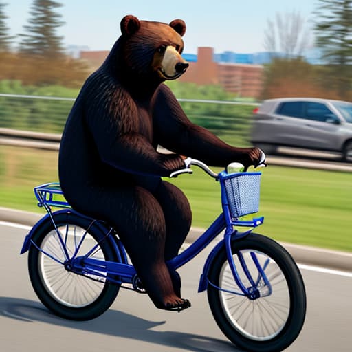  a bear in a bike ，