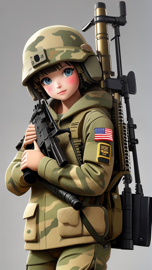  U.S. Army full equipment two-headed camouflage clothing machine gun military equipment girl cute