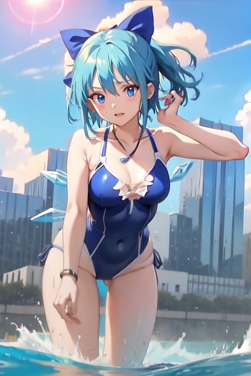  Cirno, one piece swimsuit