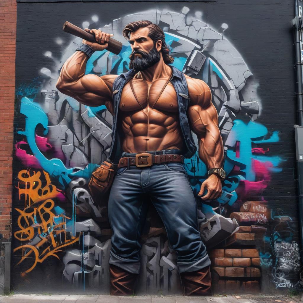  graffiti style logo for an The lumberjack . street art, vibrant, urban, detailed, tag, mural hyperrealistic, full body, detailed clothing, highly detailed, cinematic lighting, stunningly beautiful, intricate, sharp focus, f/1. 8, 85mm, (centered image composition), (professionally color graded), ((bright soft diffused light)), volumetric fog, trending on instagram, trending on tumblr, HDR 4K, 8K