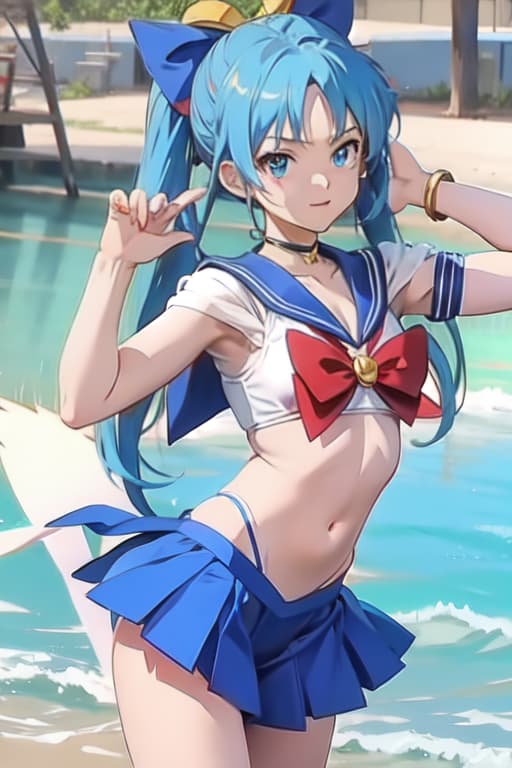  Cirno, bikini, sailor moon style