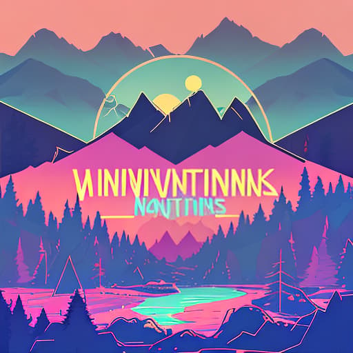 nvinkpunk Whimsical mountains with trees, water, and camping