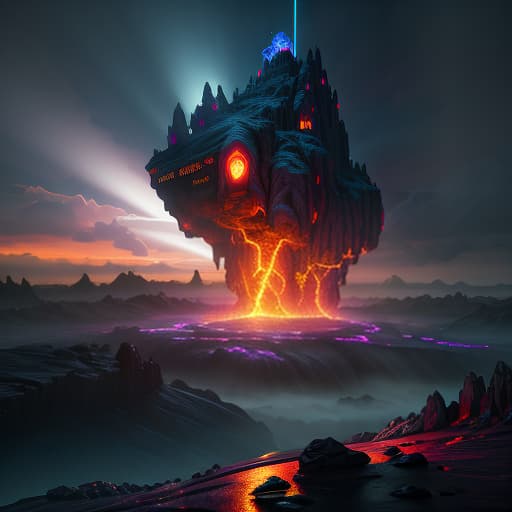  The alchemist mage summons a lava golem from the mountain of magic and fantasy, neon, Fire and lightning, toxicpunk AI, (Extremely Detailed Oil Painting:1.2), glow effects, godrays, Hand drawn, render, 8k, octane render, cinema 4d, blender, dark, atmospheric 4k ultra detailed, cinematic sensual, Sharp focus, humorous illustration, big depth of field, Masterpiece, colors, 3d octane render, 4k, concept art, trending on artstation, hyperrealistic, Vivid colors, extremely detailed CG unity 8k wallpaper, trending on ArtStation, trending on CGSociety, Intricate, High Detail, dramatic hyperrealistic, full body, detailed clothing, highly detailed, cinematic lighting, stunningly beautiful, intricate, sharp focus, f/1. 8, 85mm, (centered image composition), (professionally color graded), ((bright soft diffused light)), volumetric fog, trending on instagram, trending on tumblr, HDR 4K, 8K