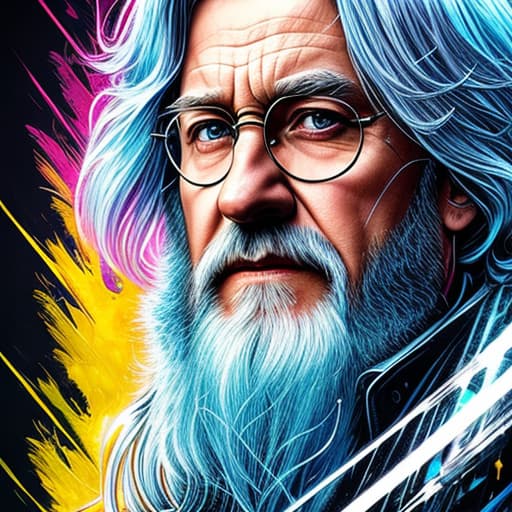  Dumbledore Harry Potter, Acid wash effect, perfect anatomy, centered, approaching perfection, dynamic, highly detailed, artstation, concept art, smooth, sharp focus, illustration, art by Carne Griffiths and Wadim Kashin, graffiti airbrushing techniques, high definition, accent lighting, contrasted with bright paint colors, by Squal92i