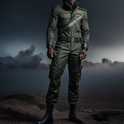  background Ethiopia flag and military man in war hiar style afro Bold and Daring hyperrealistic, full body, detailed clothing, highly detailed, cinematic lighting, stunningly beautiful, intricate, sharp focus, f/1. 8, 85mm, (centered image composition), (professionally color graded), ((bright soft diffused light)), volumetric fog, trending on instagram, trending on tumblr, HDR 4K, 8K