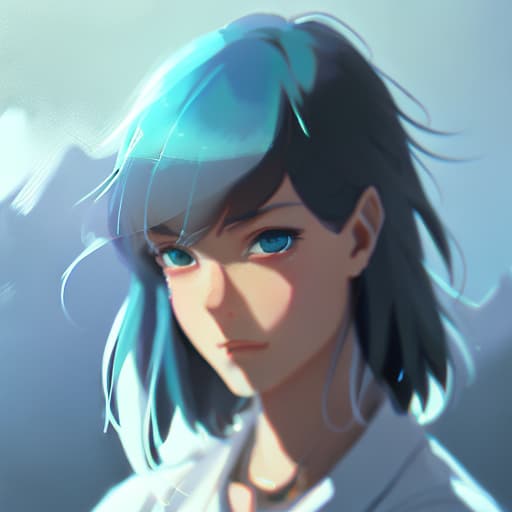 portrait+ style masterpiece. blurry background. loocing at viewers. 1girl. blue hair. Makoto Shinkai style. bangs. vibrant colors. 32K. high details. in the style skin art. blue eyes. full body. futures. beautiful.