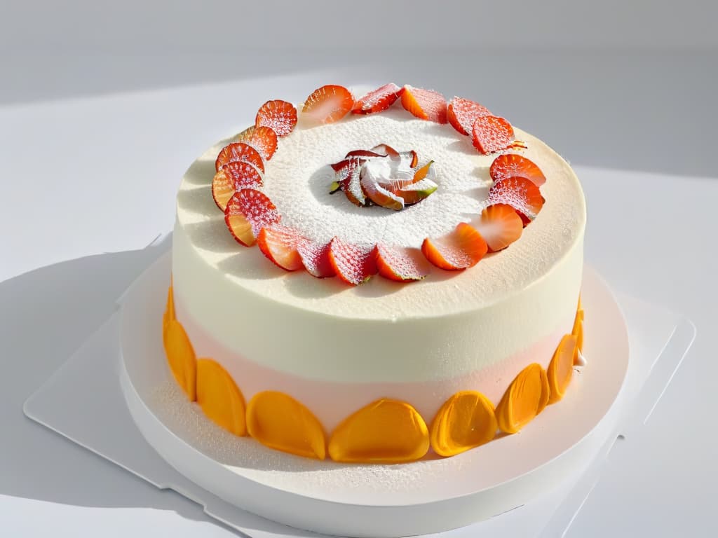  An ultradetailed, 8k resolution image of a delicate, minimalist cake adorned with a sprinkle of pink Himalayan salt crystals, set against a clean, white background to emphasize the intricate details of the dessert and the exotic salt. hyperrealistic, full body, detailed clothing, highly detailed, cinematic lighting, stunningly beautiful, intricate, sharp focus, f/1. 8, 85mm, (centered image composition), (professionally color graded), ((bright soft diffused light)), volumetric fog, trending on instagram, trending on tumblr, HDR 4K, 8K