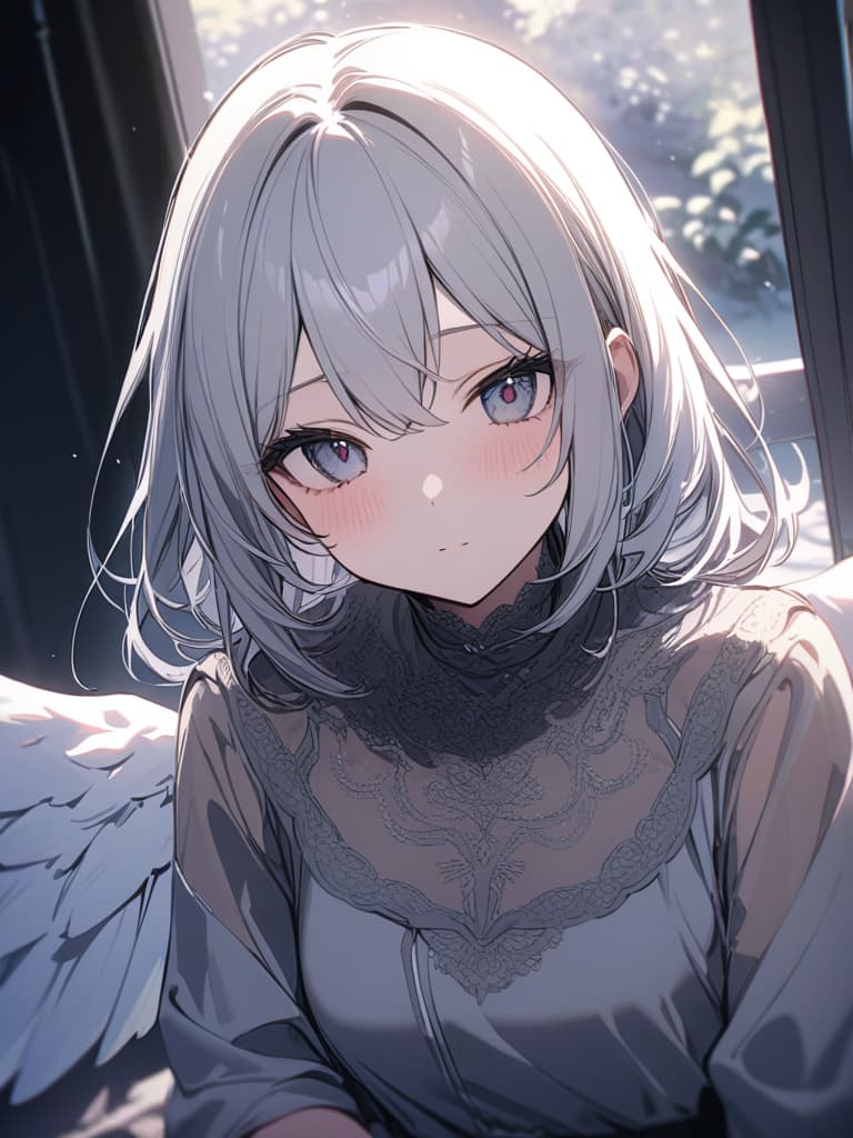  Gray hair, cute, angel, girl, subculture, masterpiece, best quality,8k,ultra detailed,high resolution,an extremely delicate and beautiful,hyper detail