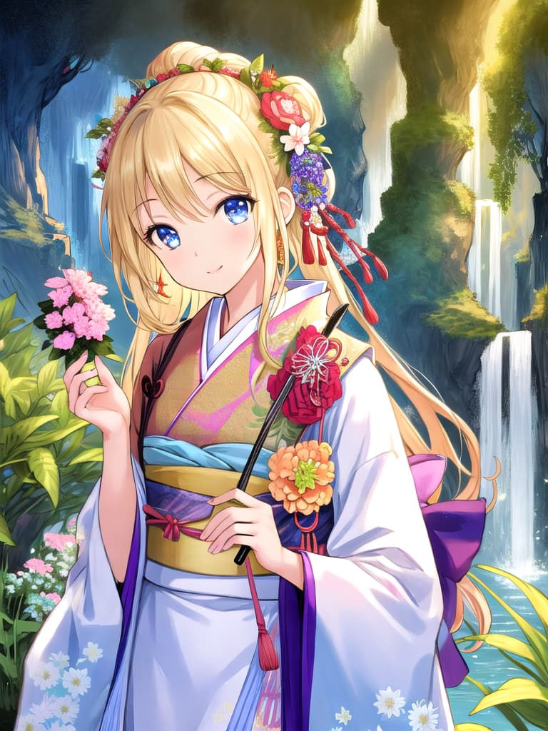  (masterpiece), best quality, high resolution, highly detailed, detailed background, perfect lighting, lens flare, fantasy, nature, 1girl,(luxury hotel:1.2), detailed face, perfect face, detailed face, beautiful eyes, pretty face, (bright skin:1.3), Japanese clothes, kimono