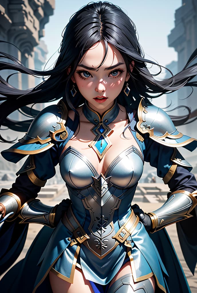  a close up of a woman in a silver and blue dress, chengwei pan on artstation, by Yang J, detailed fantasy art, stunning character art, fanart best artstation, epic exquisite character art, beautiful armor, extremely detailed artgerm, detailed digital anime art, artgerm on artstation pixiv, armor girl, ADVERTISING PHOTO,high quality, good proportion, masterpiece , The image is captured with an 8k camera