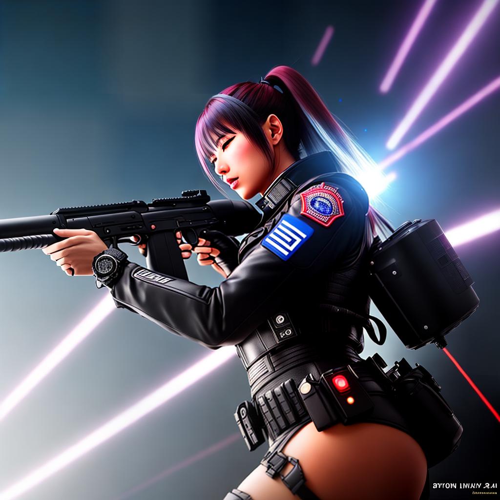  The anime girl shoots a policeman on a turtle with beer hyperrealistic, full body, detailed clothing, highly detailed, cinematic lighting, stunningly beautiful, intricate, sharp focus, f/1. 8, 85mm, (centered image composition), (professionally color graded), ((bright soft diffused light)), volumetric fog, trending on instagram, trending on tumblr, HDR 4K, 8K
